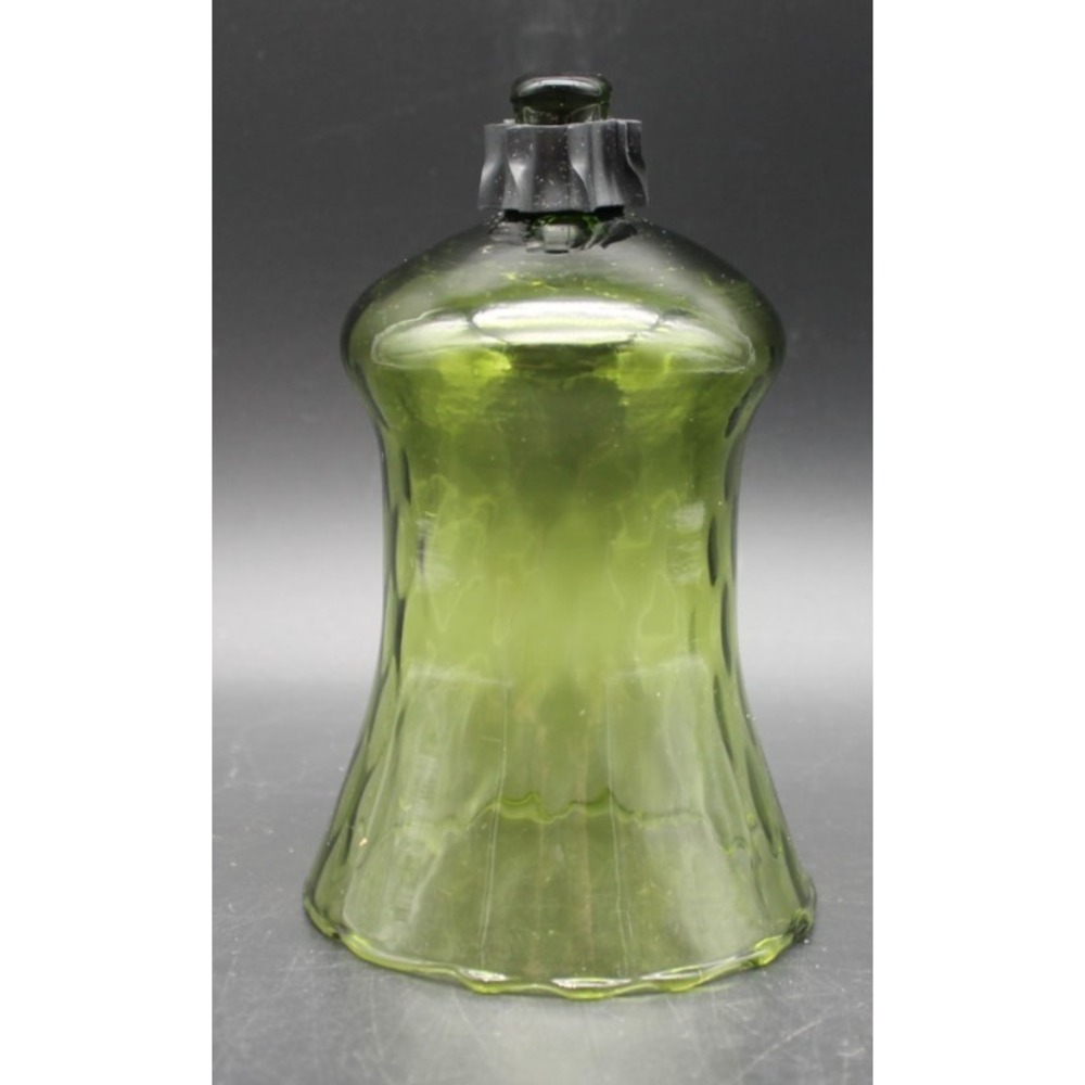 Vintage Green Glass Candlestick Insert Candle Peg Holder Olive Green 5.5 Inch